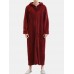 Men Flannel Plain Thermal Warm Loose Hooded Pajama Set Robe Zip Down Thicken Comfortable Loungewear