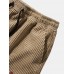 Mens Letter Print Corduroy Drawstring Elastic Cuffed Pants With Pocket