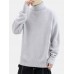 Men High Neck Solid Color Long Sleeve Slight Elastic Casual Trendy Sweaters