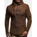 Mens Cable Knitted Toggle Front Warm Hooded Sweaters