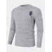 Mens Back Cartoon Cat Letter Embroidery Crew Neck Knit Pullover Sweaters