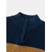 Mens Colorblock Knitting Half Zipper Front Drop Shoulder Casual Sweaters