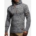 Mens Cable Knitted Toggle Front Warm Hooded Sweaters