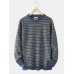 Mens Stripe Round Neck Warm Vintage Knitted Sweaters