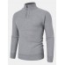 Mens Solid Color High Neck Knitted Warm Long Sleeve Sweaters