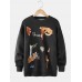 Mens Abstract Print Crew Neck Drop Shoulder Knitting Sweater
