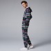Mens Christmas Pattern Onesies Hooded Zip Down Holiday Pajama Set Printing Loungewear