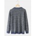 Mens Stripe Round Neck Warm Vintage Knitted Sweaters