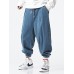 Mens Corduroy Solid Color Drawstring Zipper Fly Casual Pants With Pocket