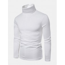 Men Solid Soft High Collar Bottoming Shirts